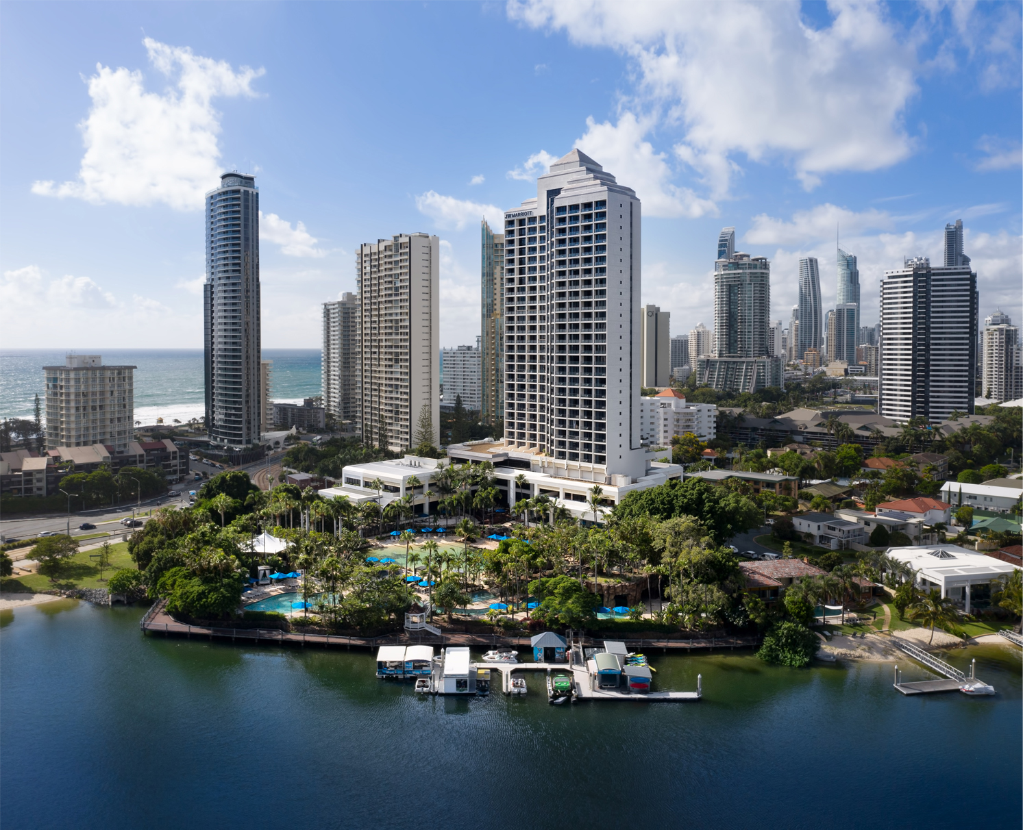Exterior aerial view of Marriott Vacation Club at Surfers Paradise
